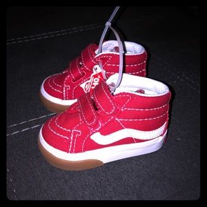 Red hi top toddler Vans size 2C